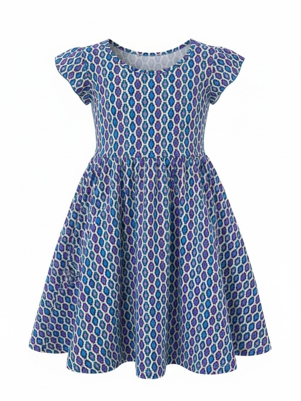 NWT! Dot Dot Smile Girls' Blue & Purple Printed Fit-and-Flare Dress